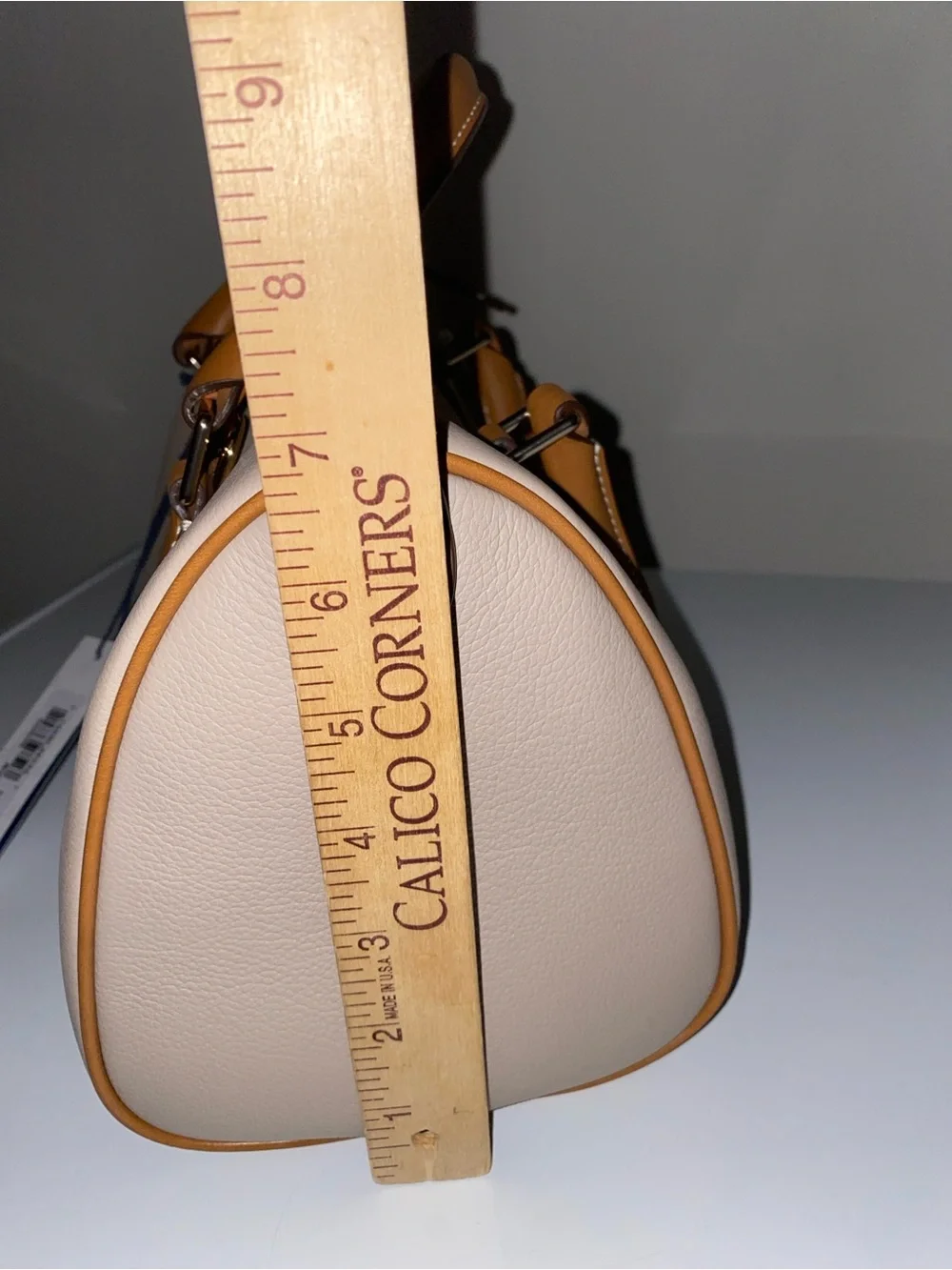 Dooney & Bourke Light Beige Satchel with Tan Trim Barrel 25